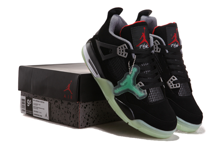 Air Jordan 4 Midnight Shoes Black Red